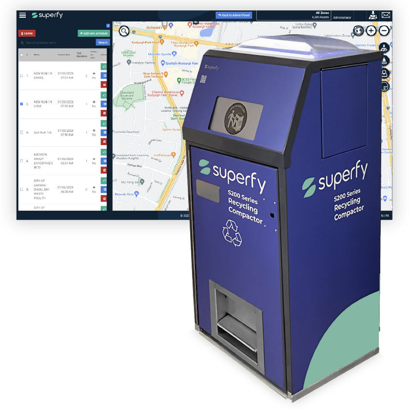 Superfy S200 BriteBin Smart Solar Compactor 64Gal/240l + Collections (1 Year Platform Option))