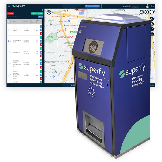 Superfy S200 BriteBin Smart Solar Compactor 32Gal/120l + Collections  (1 Year Platform Option))