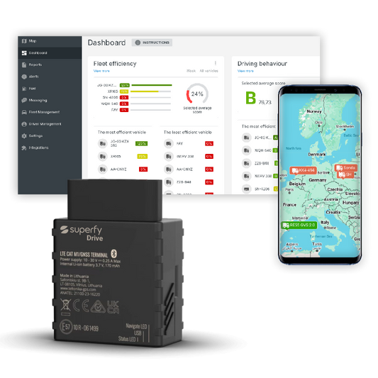 Superfy Drive Vehicle Tracker Subscription + Fleet